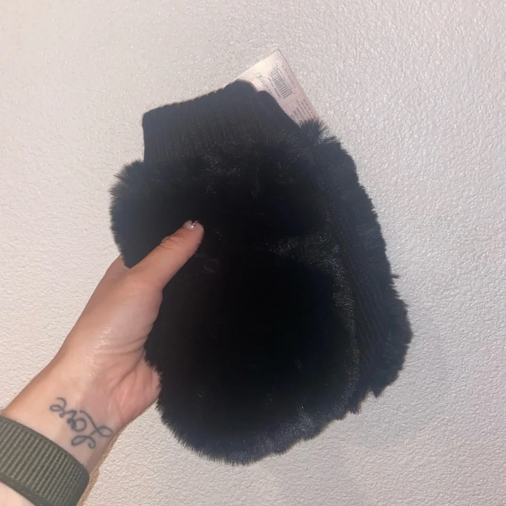Girls black faux fur mittens gloves More Than Magic for Target gift winter layer
